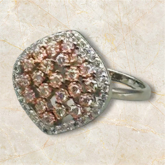 Evara’s Peach Spark Cluster Ring