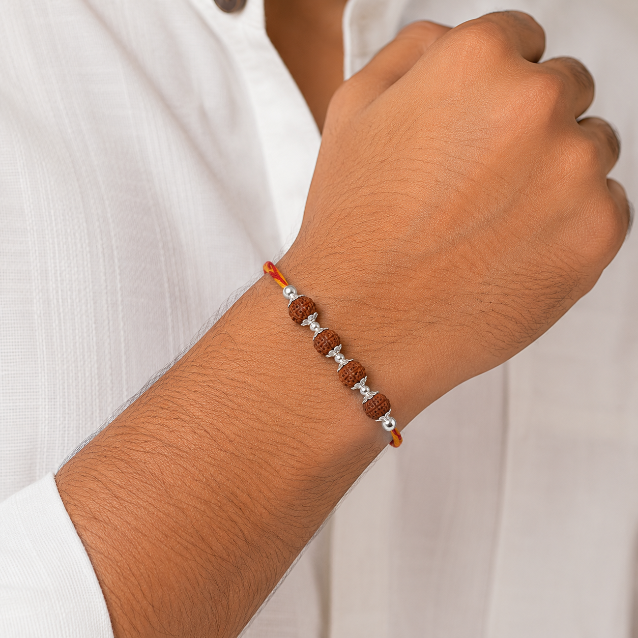 5 Rudraksha Silver Rakhi