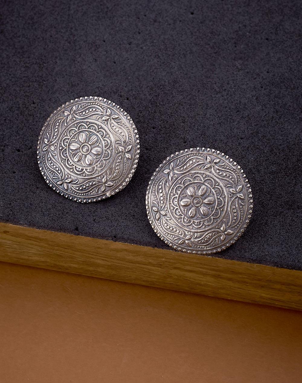 Ornate Mandala Studs – 925 Silver Earrings