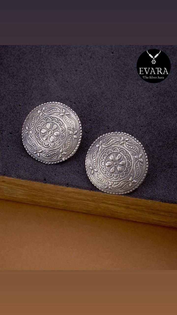 Ornate Mandala Studs – 925 Silver Earrings