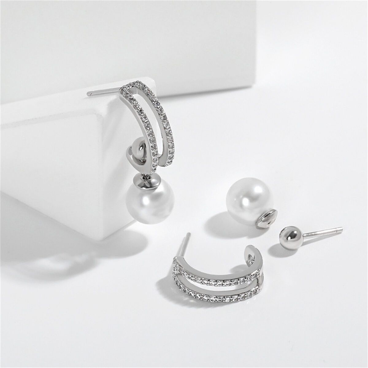 Pearl Luxe Layers (your 5-in-1 multi-way pearl silver earrings)