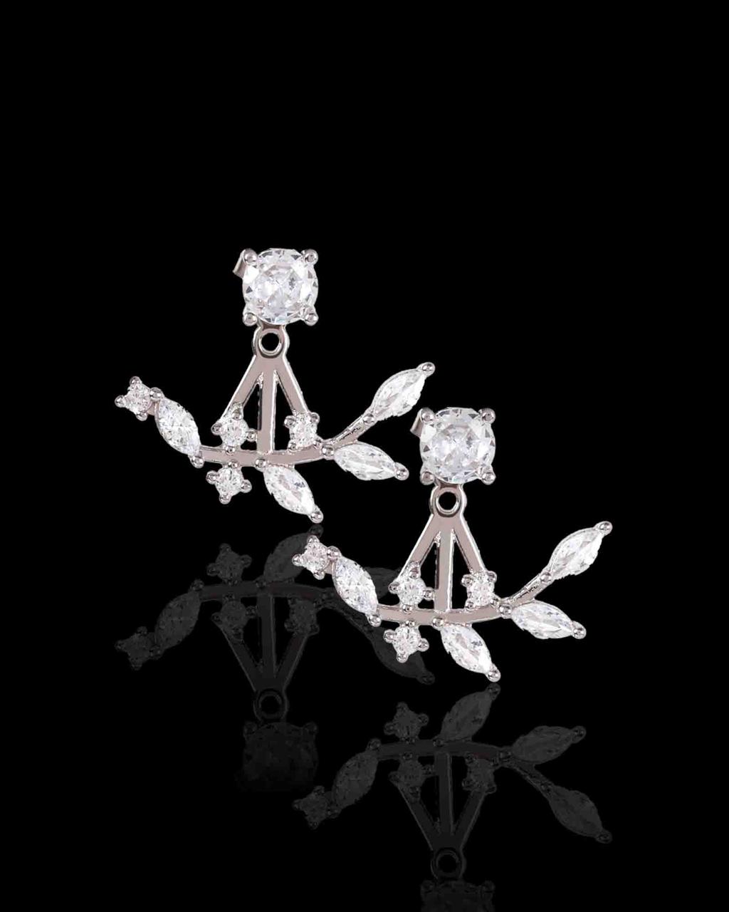 Leafy Switch Earrings-Two in one silver earrings